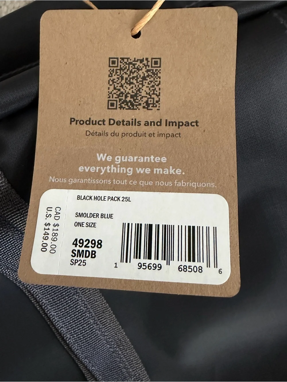 NWT Patagonia Black Hole Pack 25L - Smolder Blue